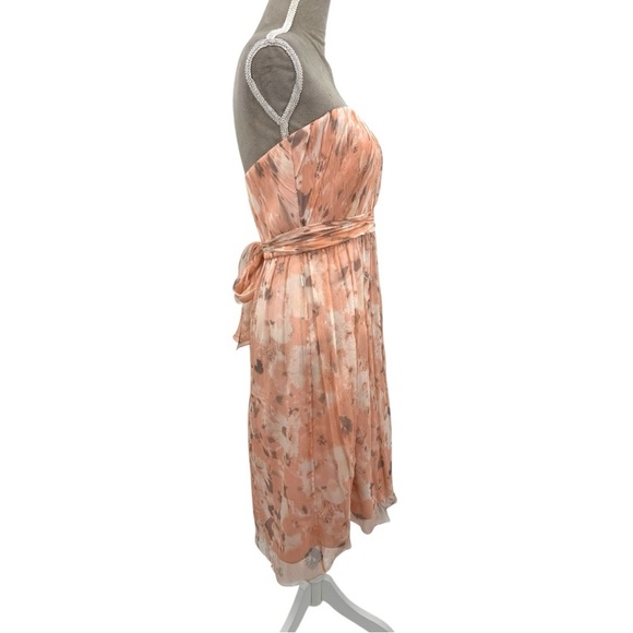 Amsale Silk Strapless Watercolor Dress Size 4 Peach Blush Cocktail Wedding Guest - Picture 4 of 7